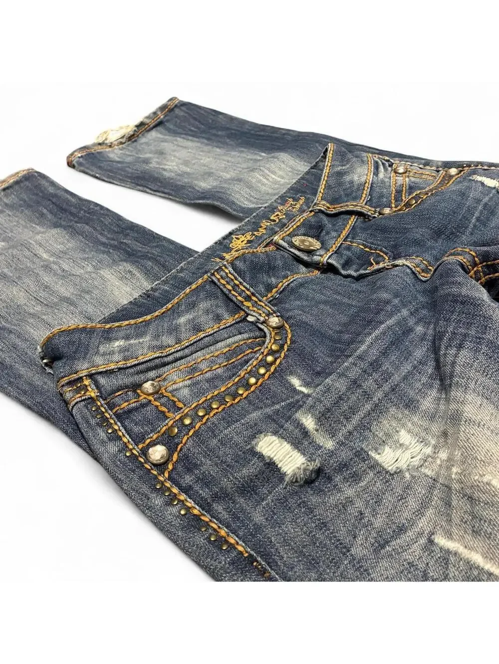 Almost Famous Y2K Studded Distressed Bootcut Jeans Size 7